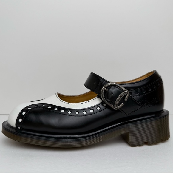 Vintage Dr. Martens England 8307 Black White Wingtip Heel Mary Janes Shoes UK 4 - Picture 3 of 16